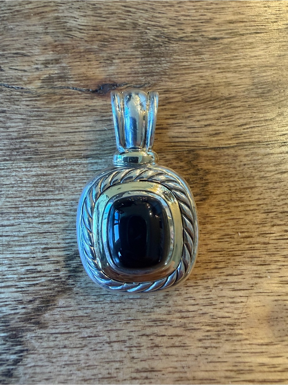 David Yurman Albion Black Onyx Enhancer Pendant Sterling Silver 14K Gold Detail